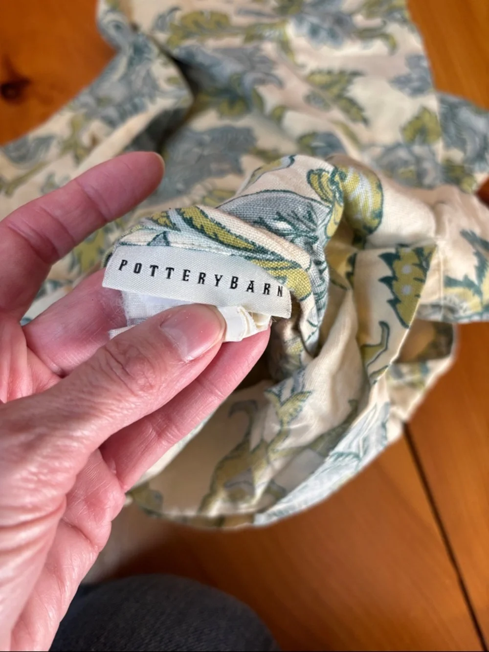Set/2 POTTERY BARN *Standard Sham* Blue Cream Floral Pillowcase Covers
